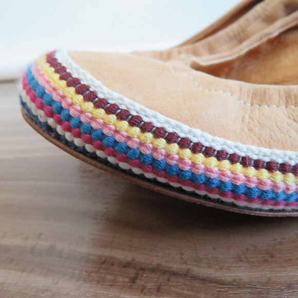 C.N.C COSTUME NATIONAL Tan Leather Boho Crochet Heeled Slip On Shoes - Size 9.5 - Picture 3 of 16